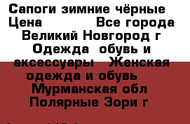 Сапоги зимние чёрные › Цена ­ 3 000 - Все города, Великий Новгород г. Одежда, обувь и аксессуары » Женская одежда и обувь   . Мурманская обл.,Полярные Зори г.